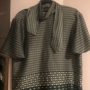zara blouses green tie neck, large